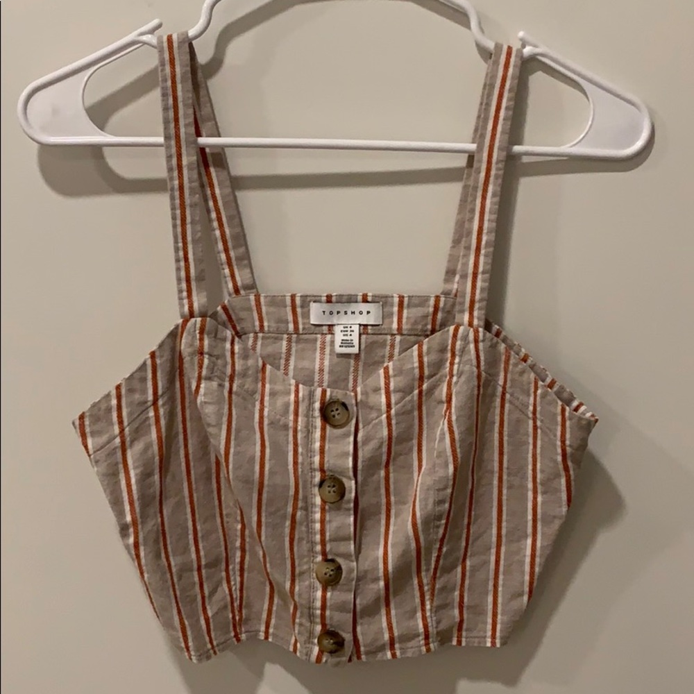 Topshop striped button crop
